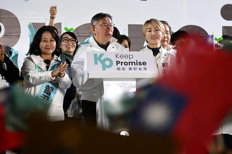 Dr Ko Wen-je, presidential candidate for the Taiwan People’s Party (TPP) speaks at a rally in Tainan on 8 January 2024. (SPH Media)