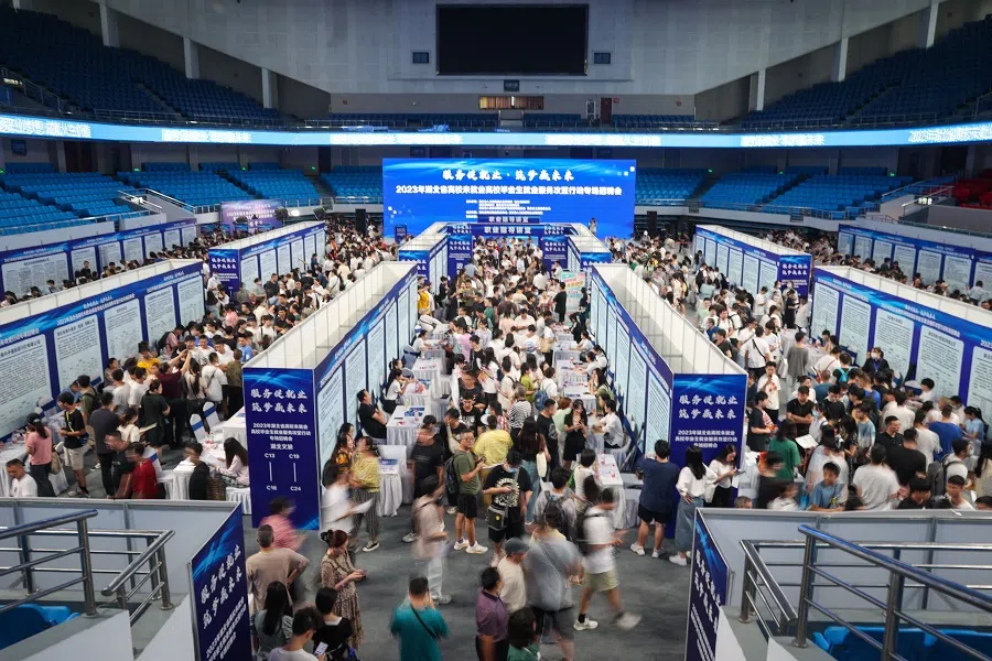 University graduates attend a job fair in Wuhan, in China's central Hubei province, on 10 August 2023. (AFP)