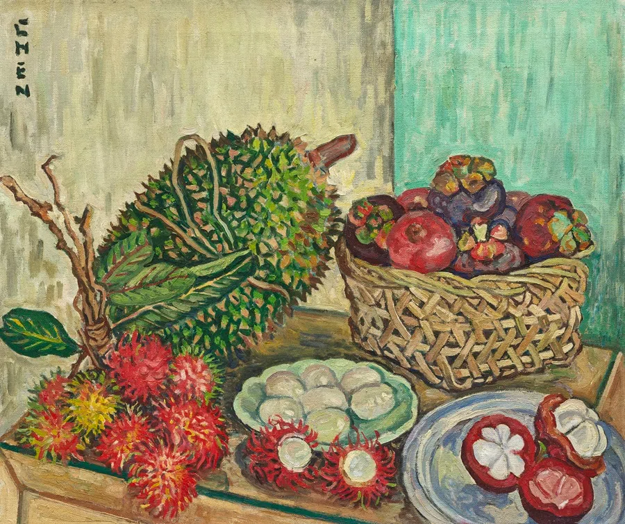 Georgette Chen, Still Life With Big Durian, circa 1965.