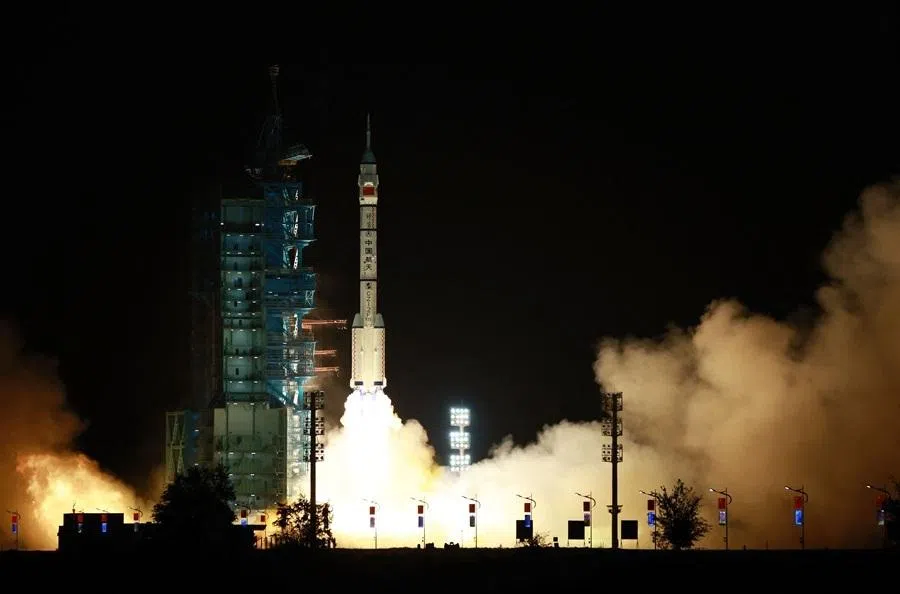 A Long March-2F carrier rocket, carrying the Shenzhou-23 spacecraft and a crew of three astronauts, lifts off from the Jiuquan Satellite Launch Center in the Gobi Desert in China on 24 May 2026.