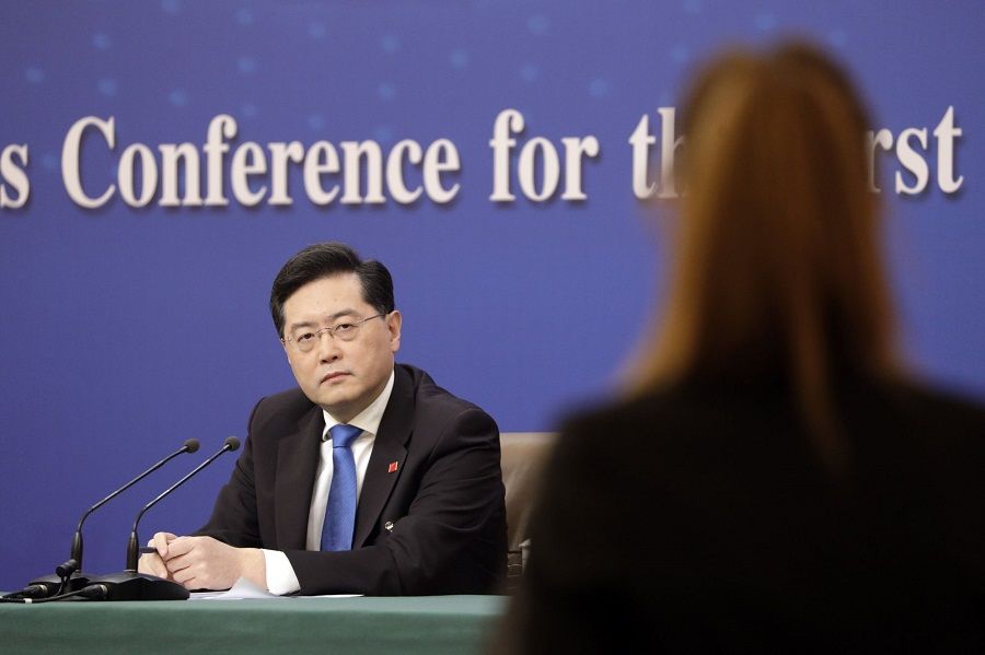 Qin Gang, China's foreign minister, during a press conference in Beijing, China, on 7 March 2023. (Qilai Shen/Bloomberg)