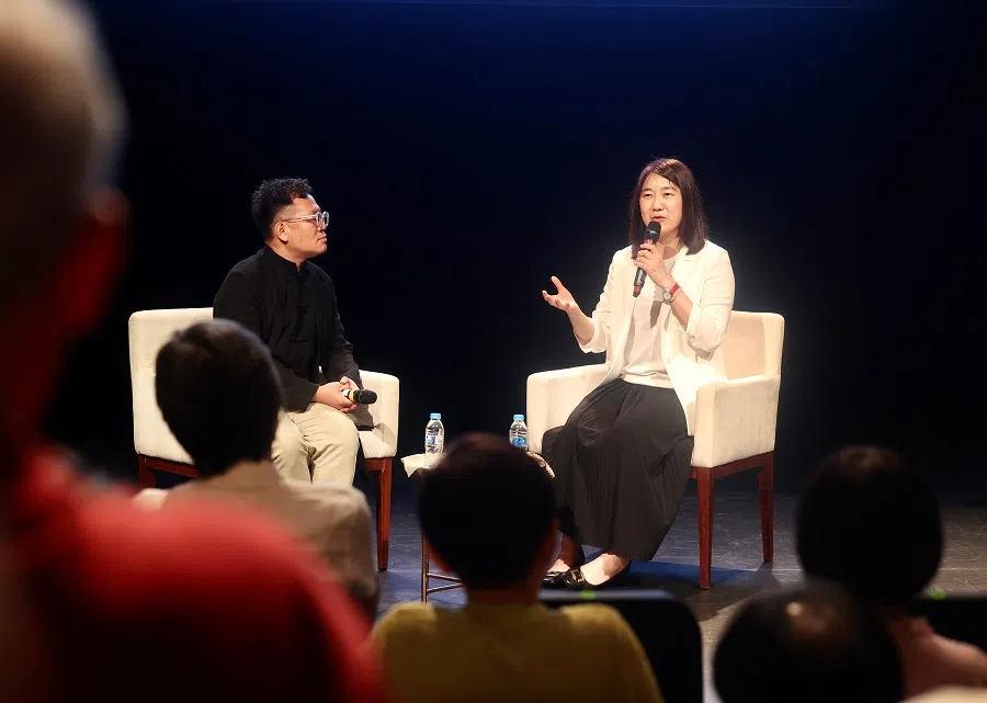 Wu answering a question raised by a member of the audience.  (SPH Media)