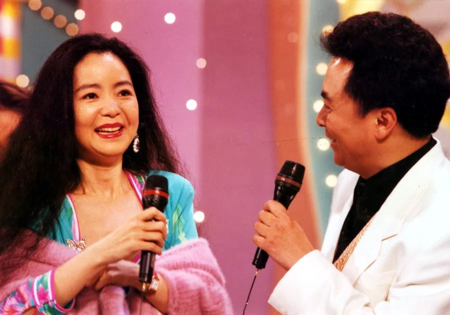 Teresa Teng on TV in Hong Kong. Teng's Mandarin songs went global, and she was also active in Hong Kong where people saw her as one of their own.