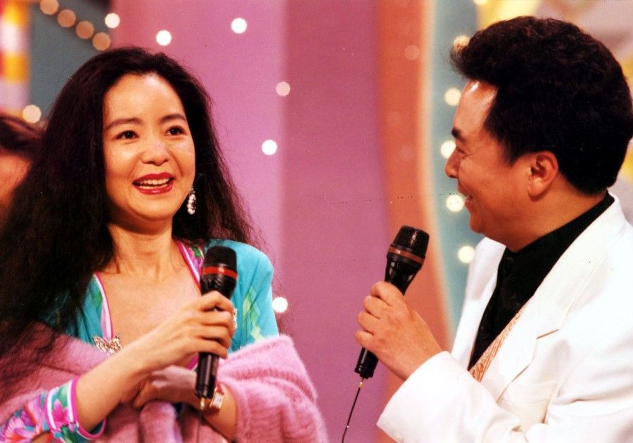 Teresa Teng on TV in Hong Kong. Teng's Mandarin songs went global, and she was also active in Hong Kong where people saw her as one of their own.