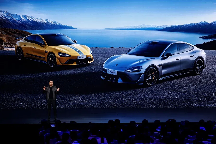 Xiaomi founder and CEO Lei Jun speaks during a launch of new EV sedan SU7 Ultra, in Beijing, China, on 27 February 2025. (Tingshu Wang/Reuters)