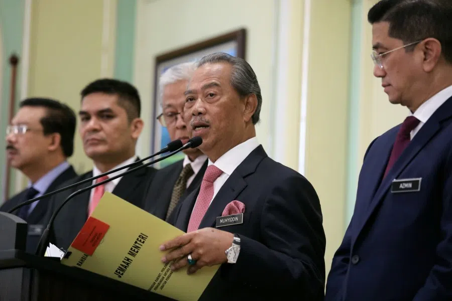 Malaysia's Prime Minister Muhyiddin Yassin speaks during a news conference in Putrajaya, Malaysia, 11 March 2020. (Lim Huey Teng/Reuters)