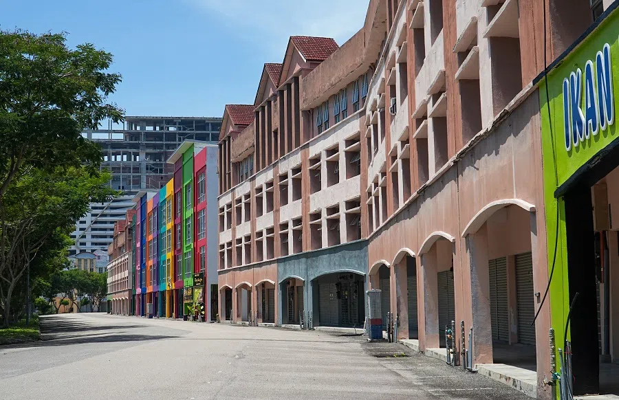 Empty streets in the area of Melaka Gateway. (Photo: Hugo Teng)