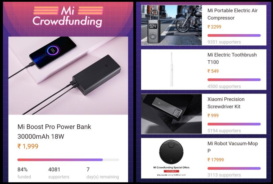 Items featured on Mi Crowdfunding India. (Screen grabs from Mi Crowdfunding India website)