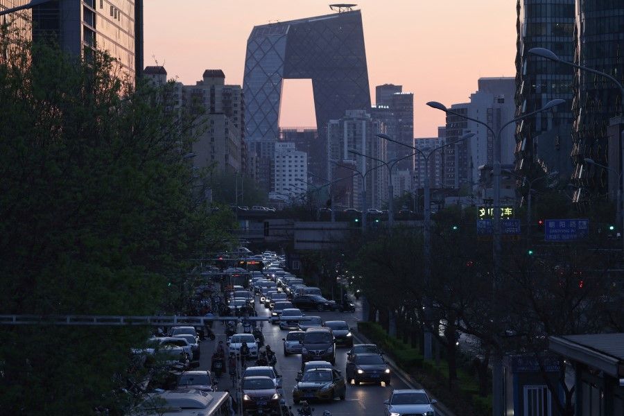 A view of Beijing's Central Business District, 15 April 2022. (Tingshu Wang/Reuters)