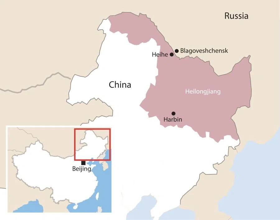 A map showing the location of Heihe. (Graphic: Ho Han Chong)