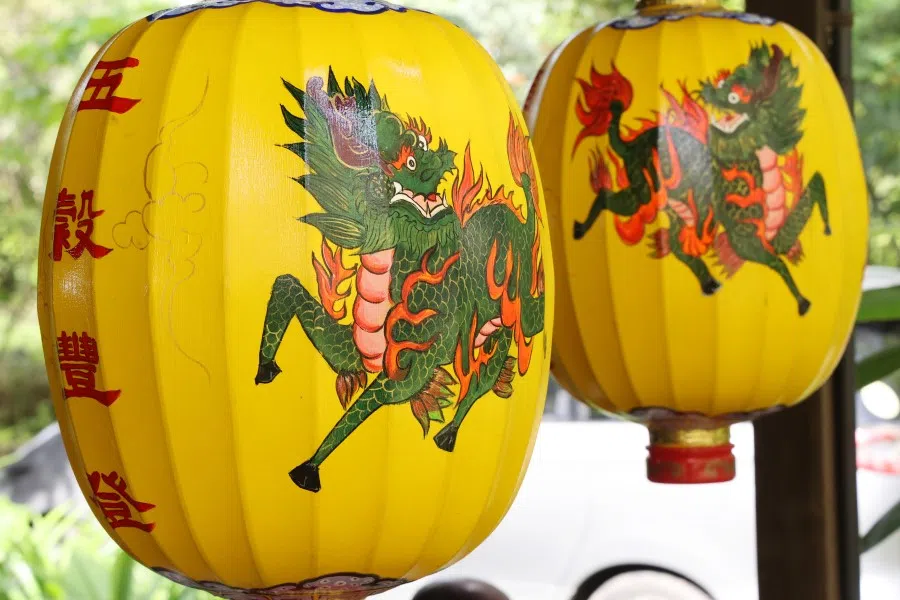 A pair of lanterns under Andy Yeo's restoration.