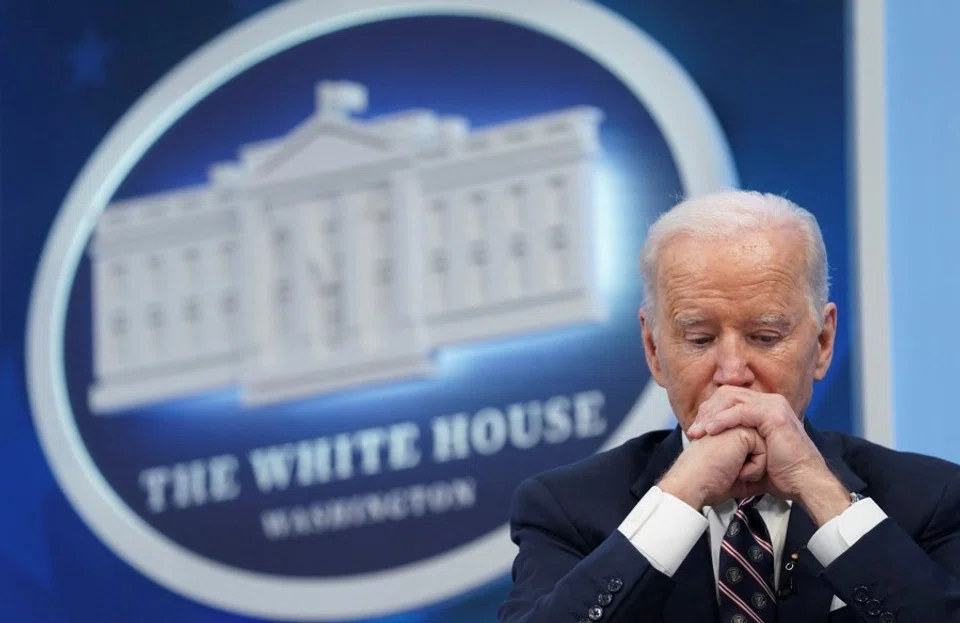 US President Joe Biden hosts a virtual roundtable at the White House in Washington, US, 22 February 2022. (Kevin Lamarque/Reuters)