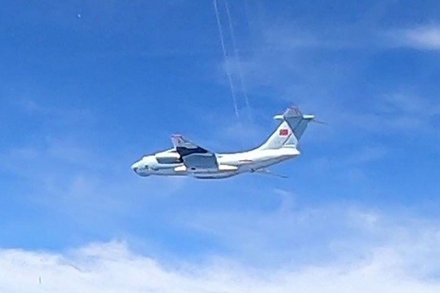 This handout photo from the Royal Malaysian Air Force taken on 31 May 2021 and released on 1 June shows a Chinese People's Liberation Army Air Force (PLAAF) Ilyushin Il-76 aircraft that Malaysian authorities said was in the airspace over Malaysia's maritime zone near the coast of Sarawak state on Borneo island. (Handout/Royal Malaysian Air Force/AFP)