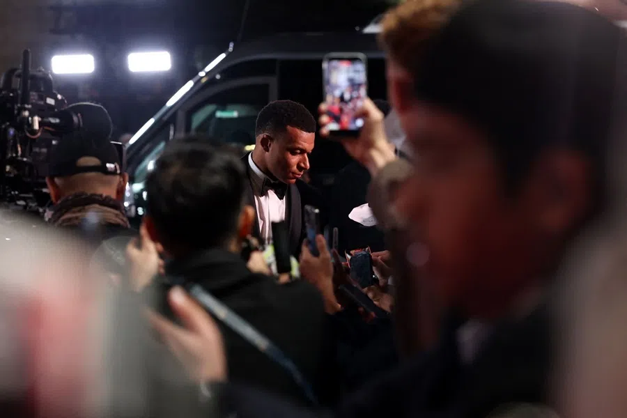 France and Real Madrid forward Kylian Mbappé arrives to attend the 2026 Ballon d’Or France Football award ceremony at the Palladium Theatre in London on 26 October 2026.