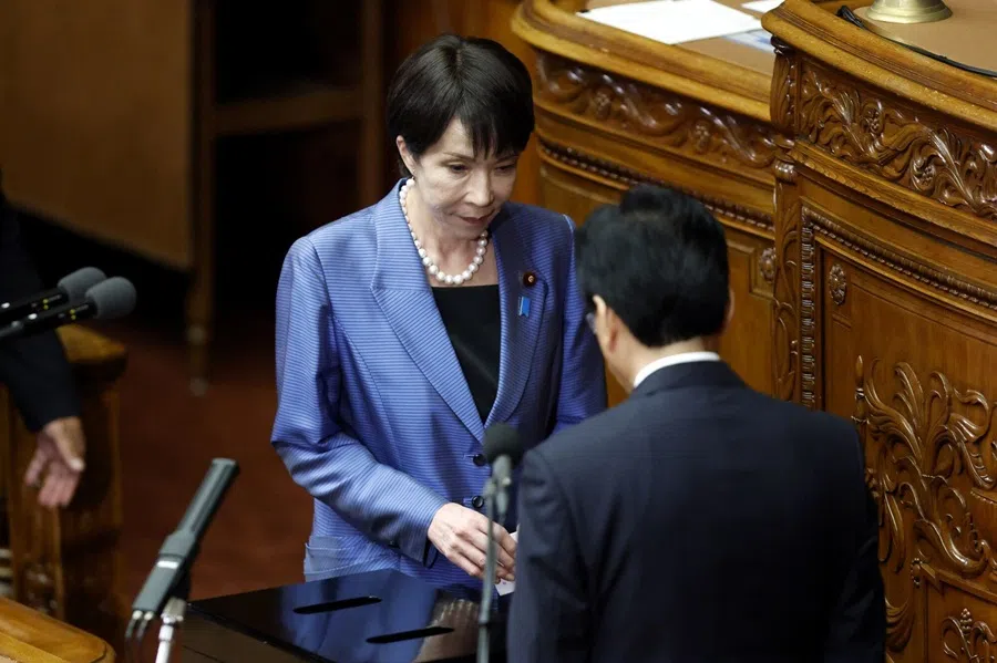 Sanae Takaichi casts her vote during an extraordinary session at the lower house of parliament in Tokyo, Japan, on 21 October 2025. (Kiyoshi Ota/Bloomberg)