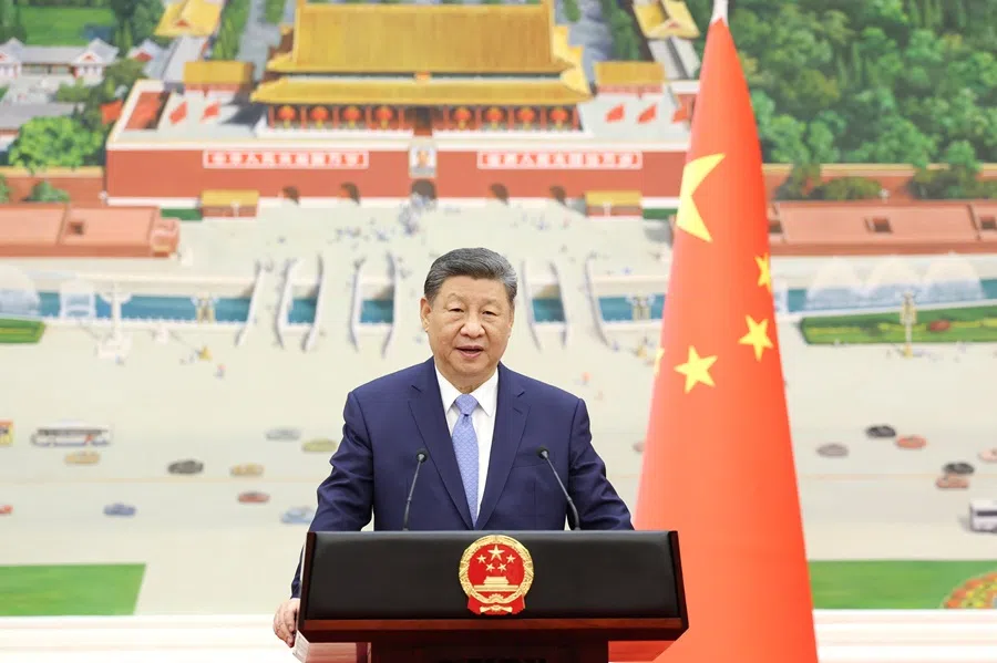 Chinese President Xi Jinping delivers a speech to foreign envoys in the Beijing Hall after receiving the credentials of 16 ambassadors to China at the Great Hall of the People in Beijing on 25 July 2025. (Sheng Jiapeng/CNS)