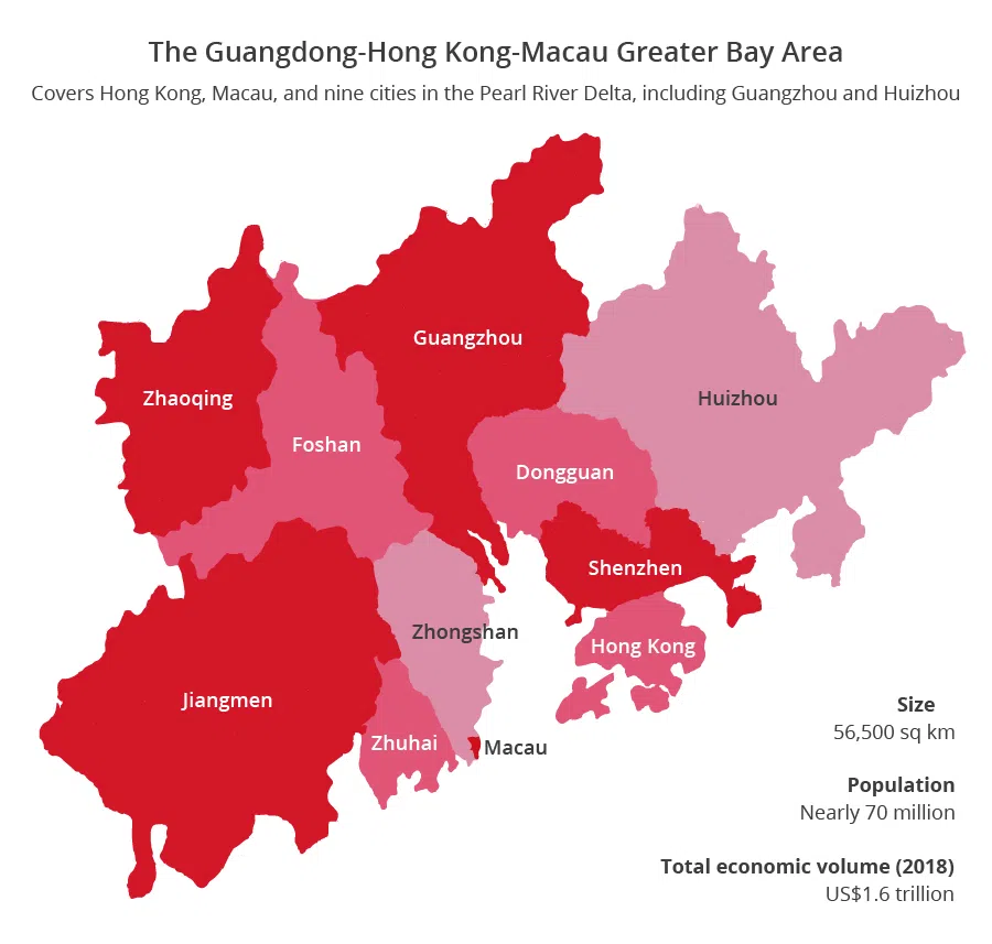 Map of the Greater Bay Area. (Graphic: Jace Yip)