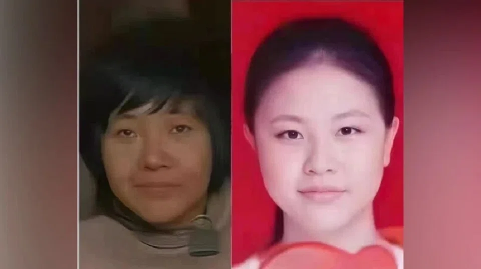 Netizens thought that the chained woman (left) bore a resemblence to Li Ying, a missing woman from Sichuan. (Internet)