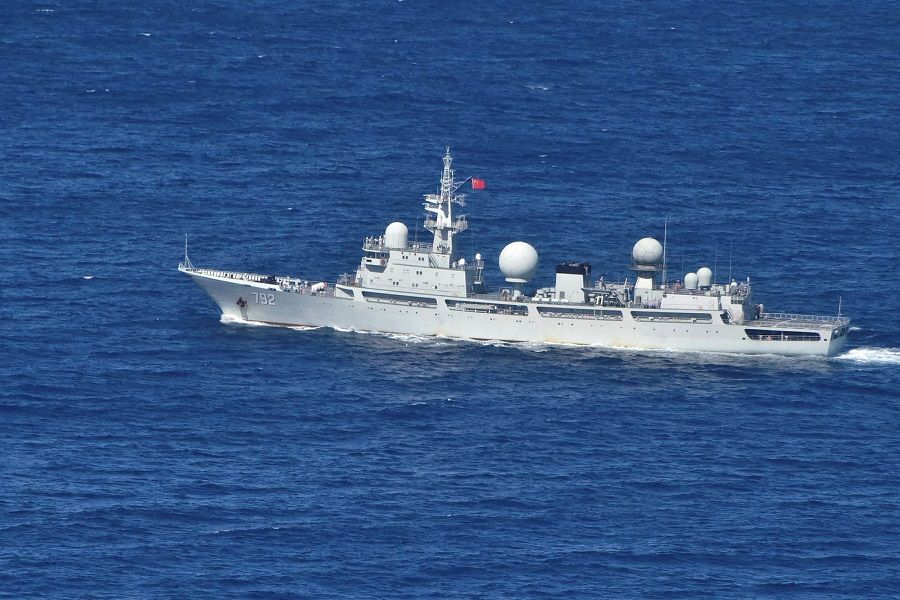 The People's Liberation Army Navy (PLAN)'s Intelligence Collection Vessel Haiwangxing is pictured operating near the coast of Australia in this handout image released 13 May 2022. (Australian Department of Defence/Handout via Reuters/File Photo)