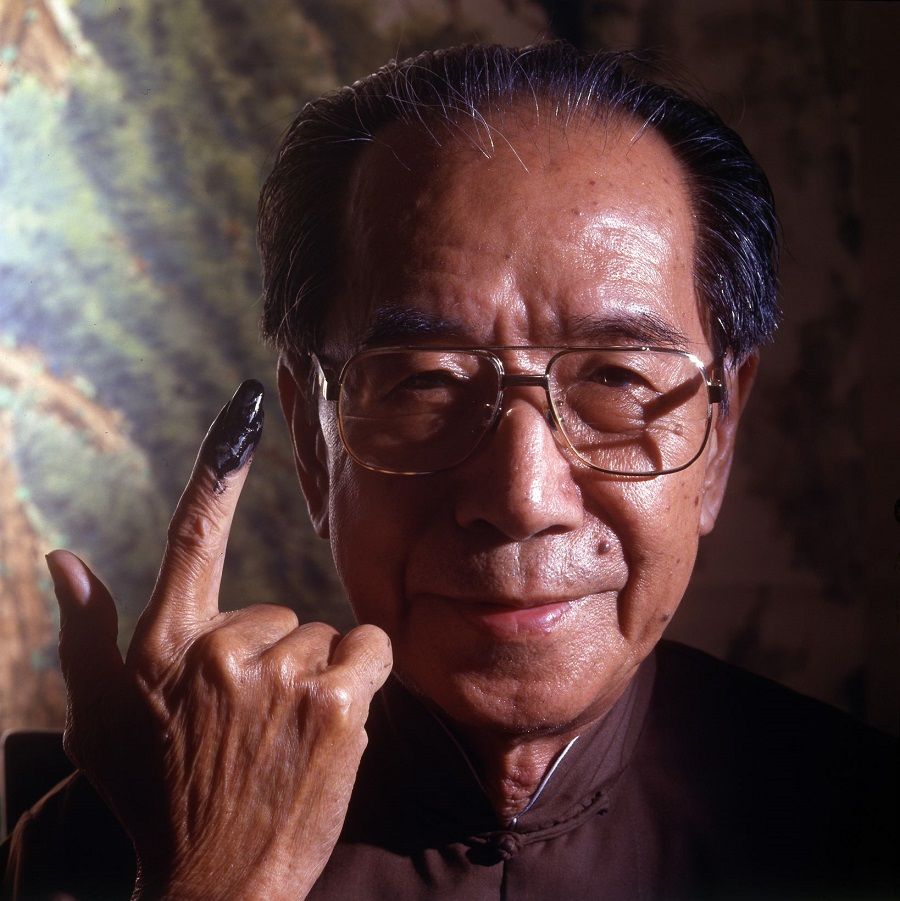 Chua Soo Bin's portrait of finger painter Wu Tsai Yen. (Photo provided by Teo Han Wue)