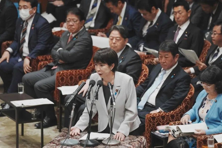 Japan’s Prime Minister Sanae Takaichi responds to questions during a session of the House of Representatives’ Budget Committee at the National Diet in Tokyo on 10 November 2025.  (Kazuhiro Nogi/AFP)