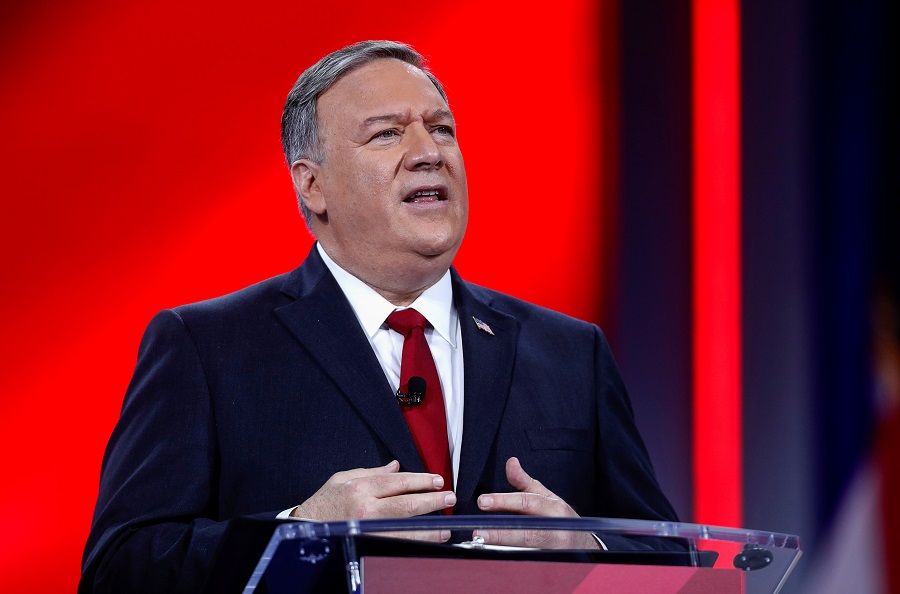 Former US Secretary of State Mike Pompeo speaking at the Conservative Political Action Conference (CPAC) in Orlando, Florida, US, 27 February 2021. (Octavio Jones/Reuters)
