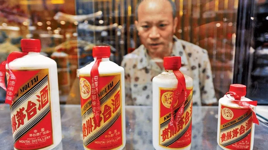 Bottles of Moutai seen in this shot.