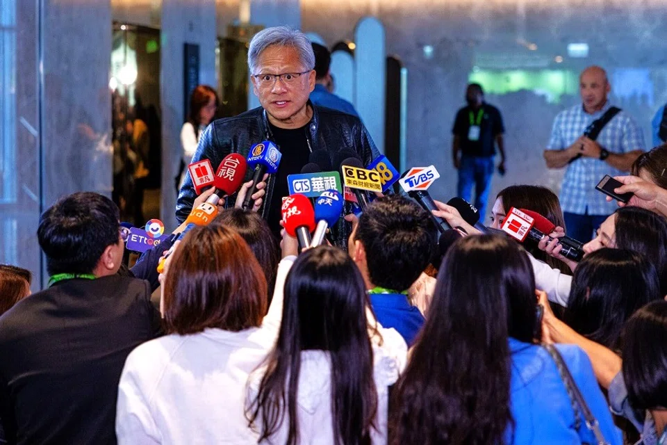 Jensen Huang, co-founder and chief executive officer of Nvidia Corp., during a news conference in Taipei, Taiwan, on 4 June 2024. (Annabelle Chih/Bloomberg)