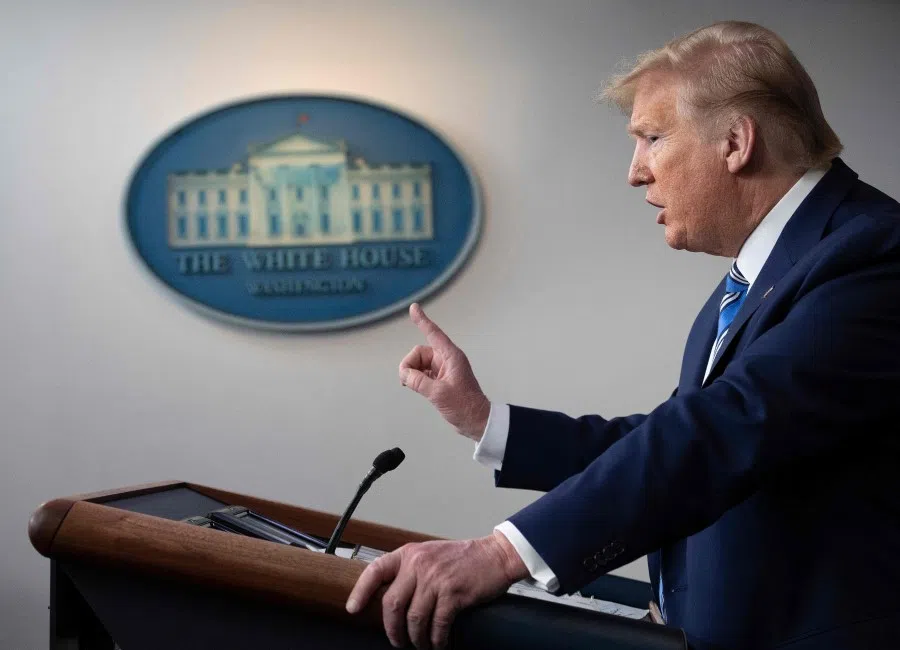 US President Donald Trump speaks during a Coronavirus Task Force press briefing at the White House in Washington, DC, April 19, 2020. (Jim Watson/AFP)