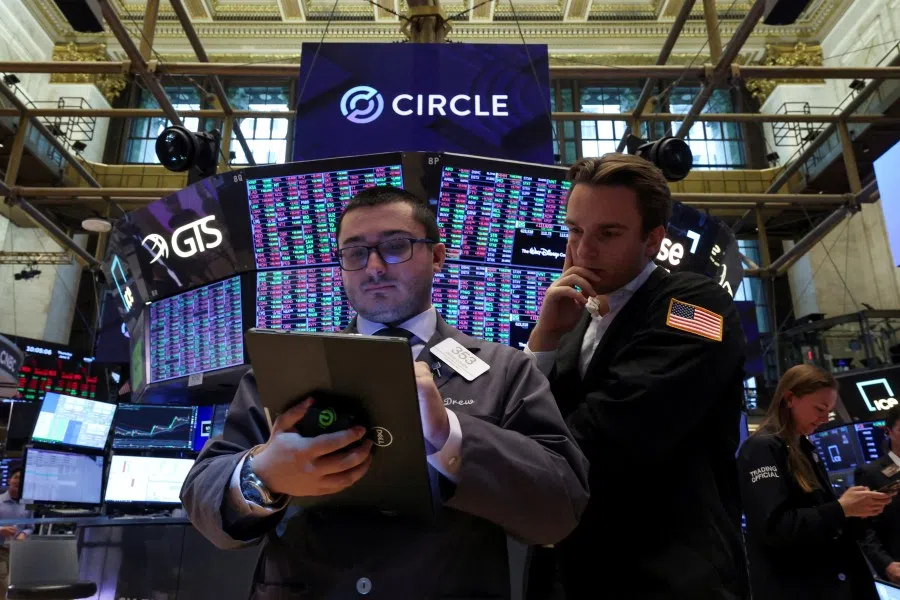 Traders work on the floor at the New York Stock Exchange (NYSE), on the day of Circle Internet Group’s IPO, in New York City, US, on 5 June 2025. (Brendan McDermid/Reuters)
