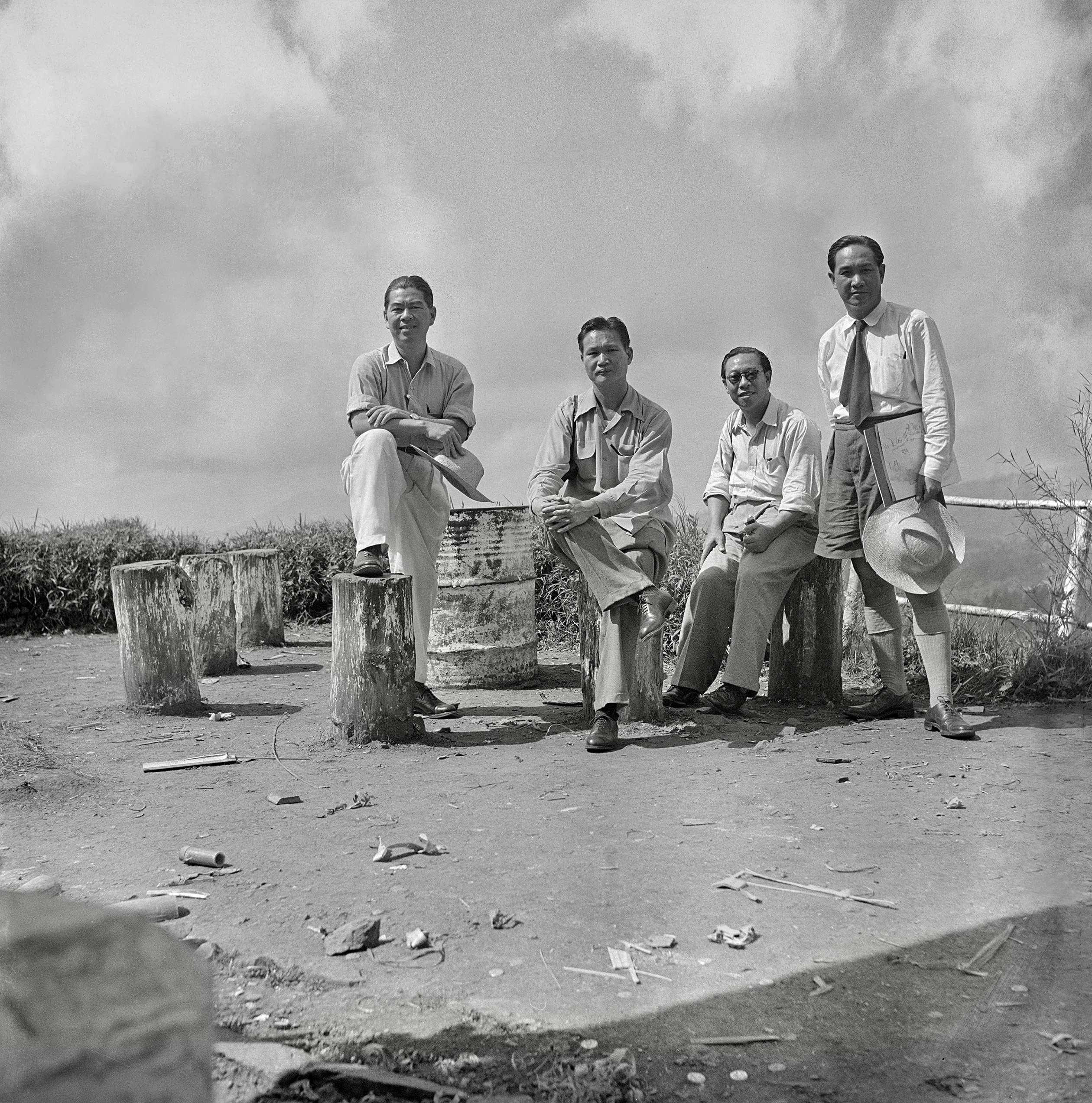 (From left) Nanyang artists Liu Kang, Cheong Soo Pieng, Chen Chong Swee and Chen Wen Hsi in Bandung during their trip across Java and Bali.