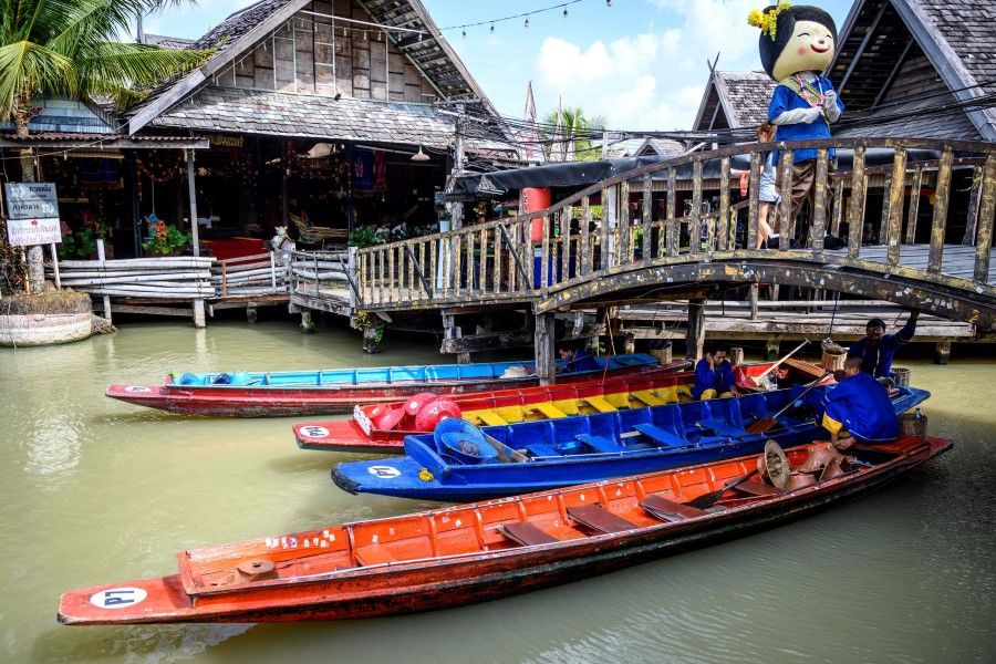 Empty tourist boats at the Floating Market in Pattaya, February 12, 2020. Pattaya is one of the main destinations for Chinese tourists but is almost deserted due to the spread of the Covid-19 coronavirus. (Mladen Antonov/AFP)