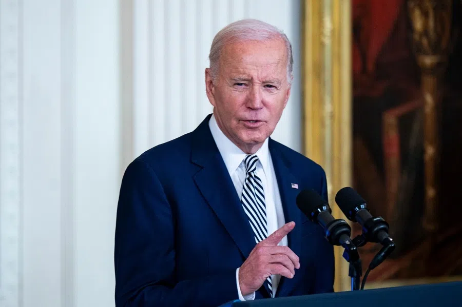 US President Joe Biden speaks during an event in the East Room of the White House in Washington, DC, US, on 30 October 2023. (Al Drago/Bloomberg)