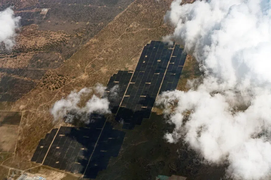 Solar panels in Yinchuan, Ningxia autonomous region, China, on 17 September 2025. (Qilai Shen/Bloomberg)