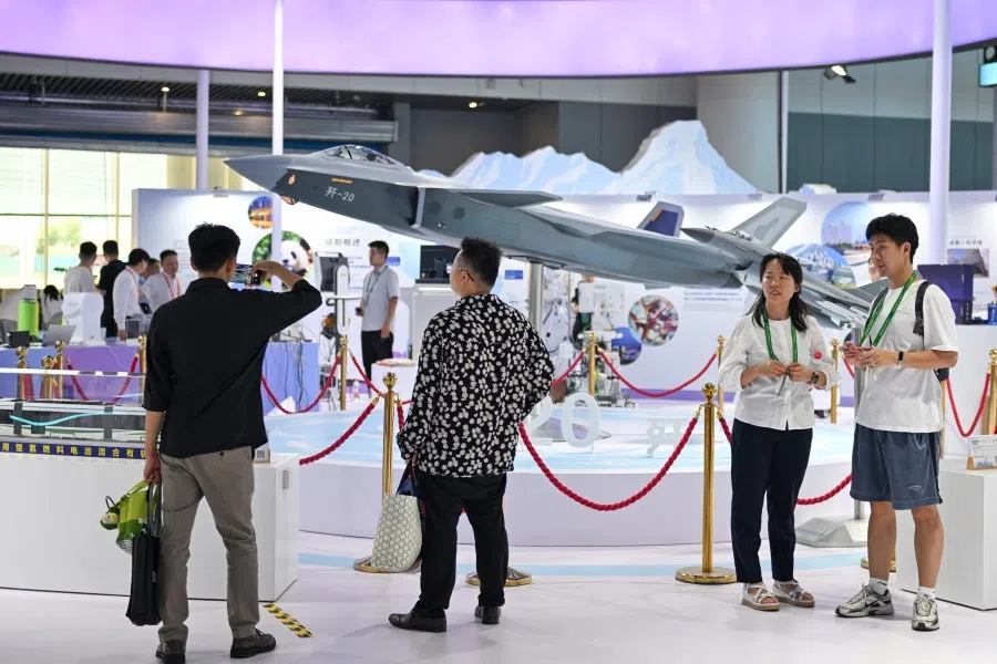 The J-20 on display at an exhibition in Chengdu, Sichuan province, on 11 June 2025. (CNS)