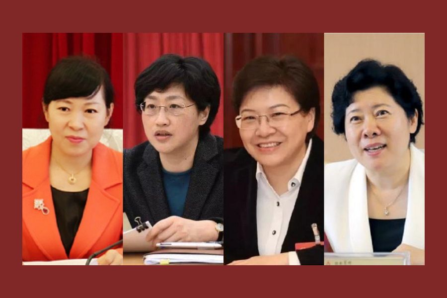 Left to right: acting chairwoman of the Inner Mongolia Autonomous Region People's Government Wang Lixia, Chengdu party secretary Shi Xiaolin, Nanjing party secretary Han Liming, and Changsha party secretary Wu Guiying. (Internet)