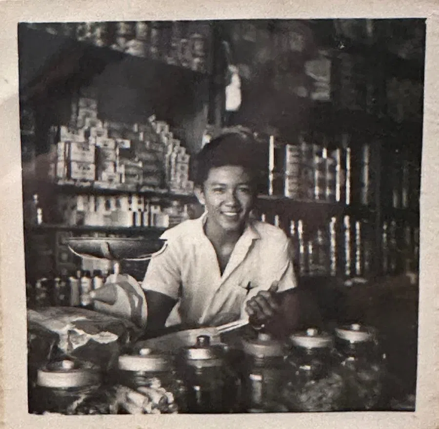 During his free time, my father helped out at his half-brother’s general provisions shop in Kampung Serasa, Brunei, 1960s.