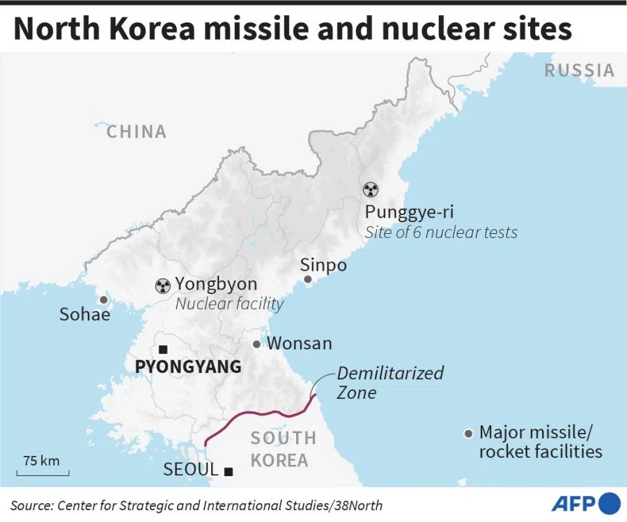 This graphic shows missile and nuclear sites in North Korea. (AFP)