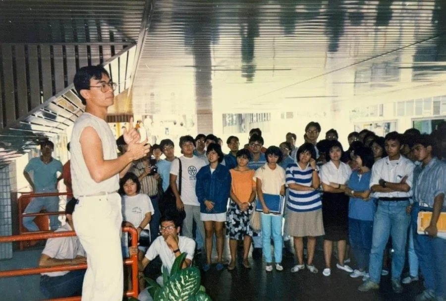 National University of Singapore students at a discussion on campus, 1987.