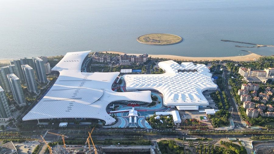 An aerial view of the Hainan International Convention and Exhibition Center in Hainan province, China, 24 July 2022. (CNS)