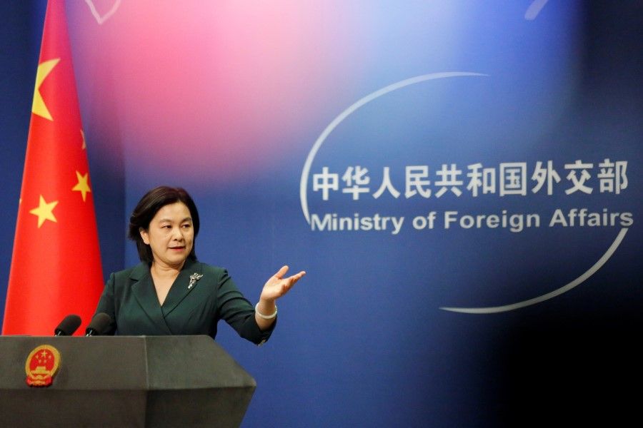 Chinese Foreign Ministry spokeswoman Hua Chunying attends a news conference in Beijing, 9 October 2020. (Thomas Suen/REUTERS)