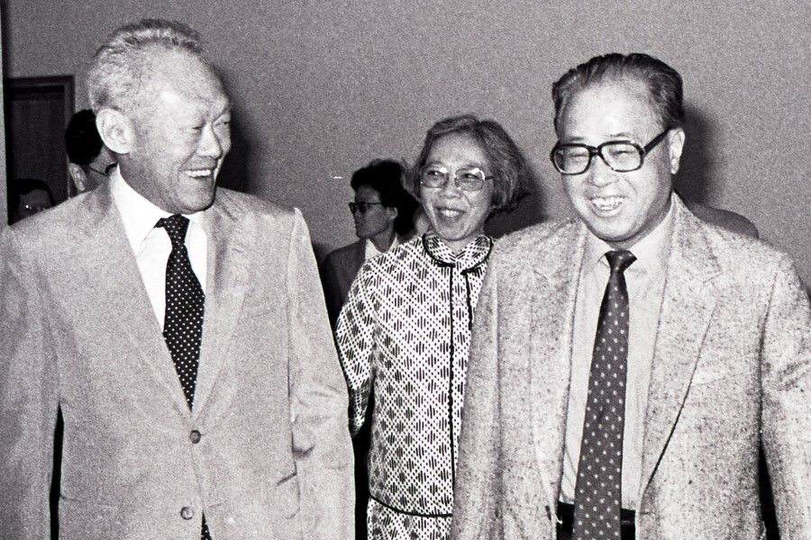 Zhao Ziyang (right) with Lee Kuan Yew in China, 1985. (SPH)