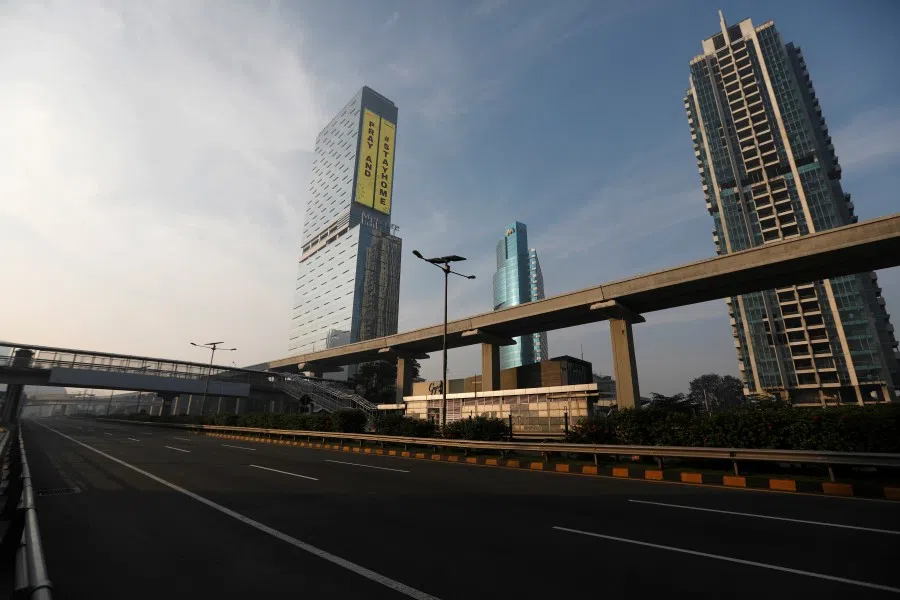 A billboard on a hotel building in Jakarta, 12 April 2020. (Willy Kurniawan/REUTERS)