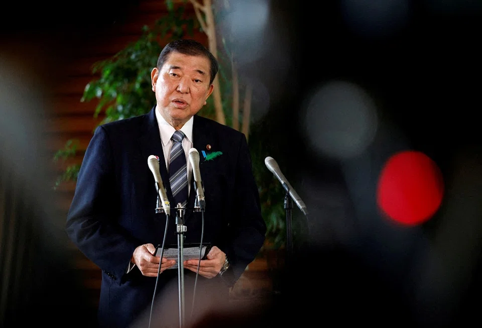 Japanese Prime Minister Shigeru Ishiba speaks to reporters at the prime minister’s official residence in Tokyo, Japan, on 17 April 2025. (Franck Robichon/Reuters)