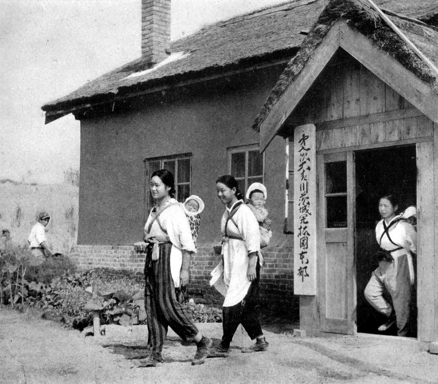 Japanese immigrants in a Manchurian village in the late 1930s.