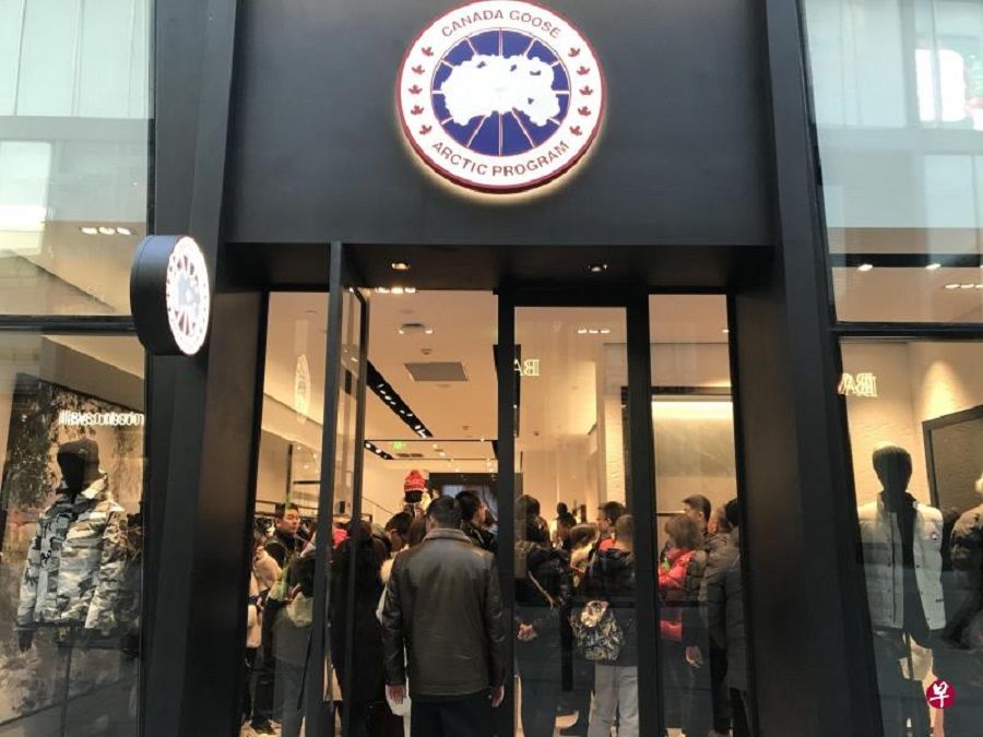 A crowded Canada Goose store when it opened for business on 30 December 2018 in Sanlitun, Beijing, China. (Photo: Lim Zhan Ting)