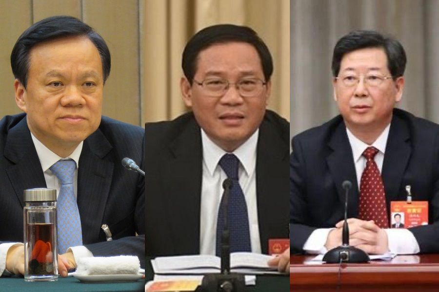 Some Zhejiang natives who now serve in very important positions. Left to right: Politburo member and Chongqing party secretary Chen Min'er (SPH Media), Politburo member and Shanghai party secretary Li Qiang (Internet), and Henan party secretary Lou Yangsheng (Internet).