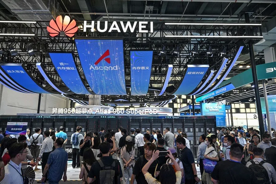 People visit the Huawei booth during the World Artificial Intelligence Conference in Shanghai on 18 July 2026.