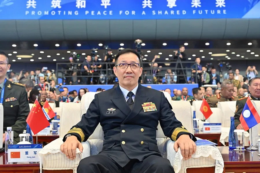 China’s Defence Minister Dong Jun attends the opening ceremony of the 11th Xiangshan Forum at the Beijing International Convention Center on 13 September 2024. Dong has been placed under investigation for corruption, a report said on 27 November 2024, the latest official to fall in a sweeping crackdown on graft in the country’s military. (Adek Berry/AFP)