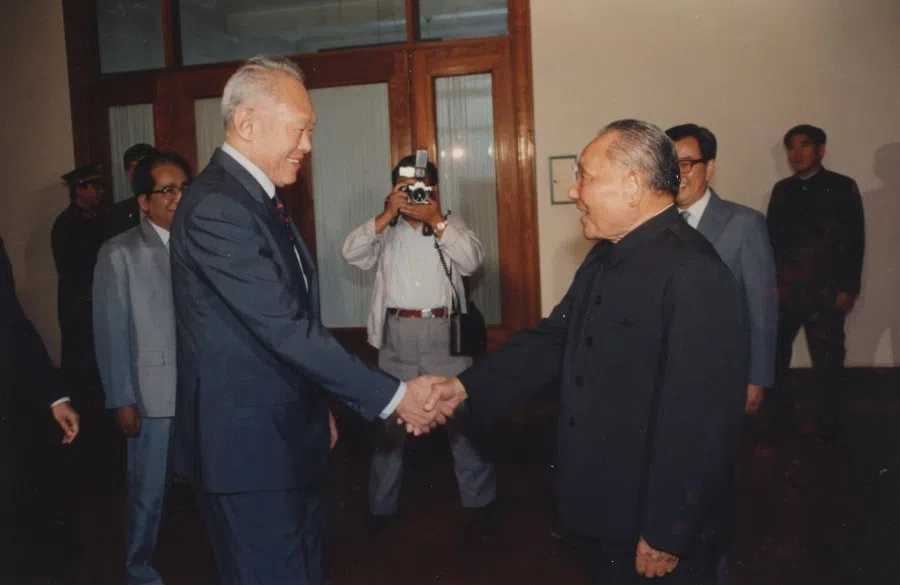 Lee Kuan Yew with China's Deng Xiaoping in the Great Hall of the People, 17 September 1988. (SPH)